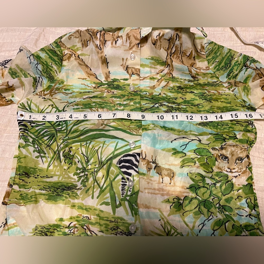 Vintage 1960s Safari Print Button-Up Bodysuit - Picture 7 of 13
